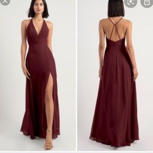 Jenny Yoo Bryce Surplice V-Neck Chiffon Dress